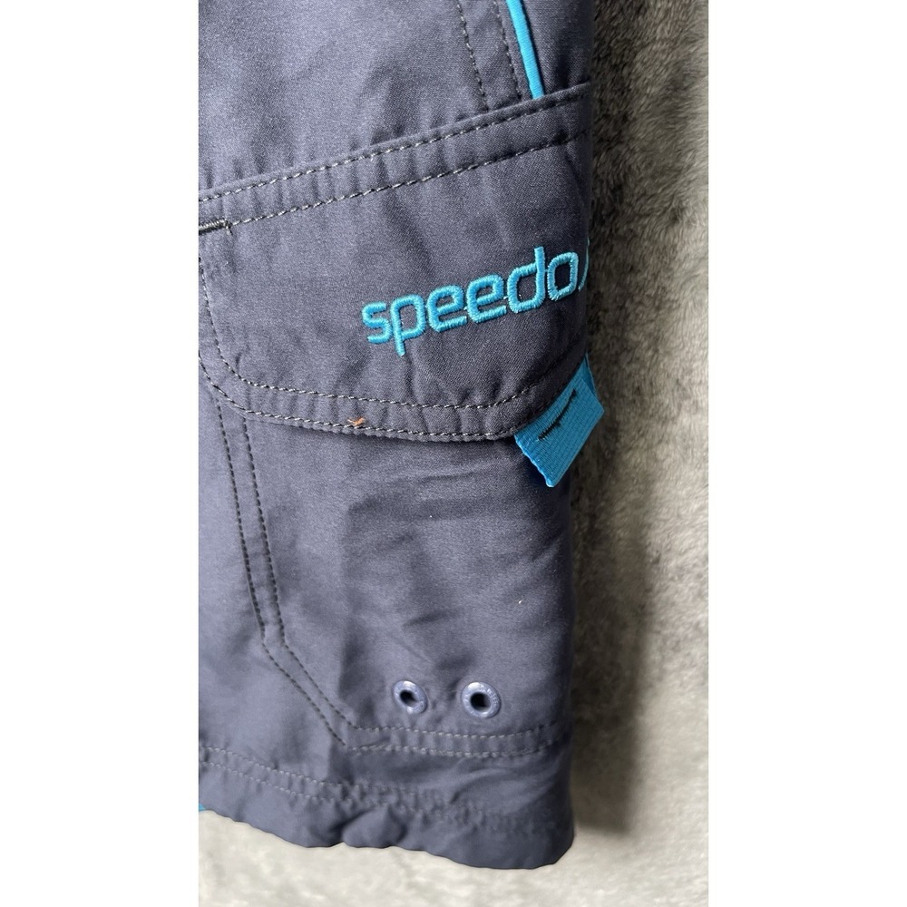 Speedo Men's Swim Trunks Size M L Navy Blue Teal Trim Board Shorts 9 Inseam - Picture 4 of 6